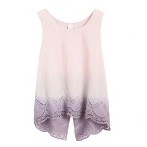 Aratta Millicent Split Back Embroidered Ombre Lace-Trim Tank Top